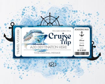Cruise Ticket Template Personalized Cruise Gift Certificate Template Weekend Getaway Surprise Trip Reveal Boat Boarding Pass Cruise Reveal
