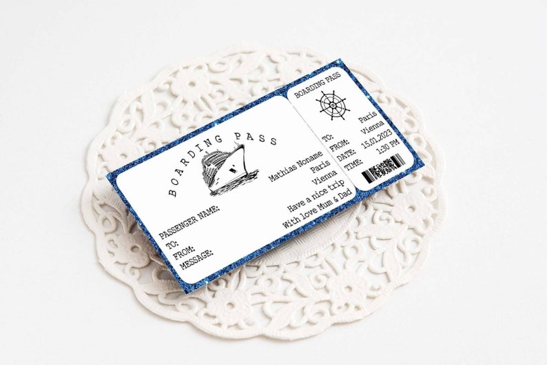 Boat Trip Voucher, personalise ship Boarding Pass, Fake Boat Ticket, Travel Gift For Boyfriend, Holiday Ticket For Girlfriend image 9