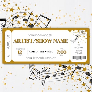Konzertkarte Musik Festival Ticket Geschenkgutschein Konzert Gutschein DIY personalisiertes Geschenk für ihn Eintrittskarte personalisiert