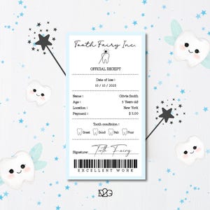 Tooth Fairy Receipt First Tooth Personalized Tooth Fairy Certificate Template Date Of Lost Tooth Surprise Custom Ticket Template DIY