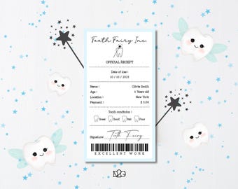 Tooth Fairy Receipt First Tooth Personalized Tooth Fairy Certificate Template Date Of Lost Tooth Surprise Custom Ticket Template DIY