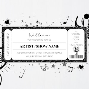 Konzertkarte Musik Festival Ticket Geschenkgutschein Konzert Gutschein DIY personalisiertes Geschenk für ihn Eintrittskarte personalisiert