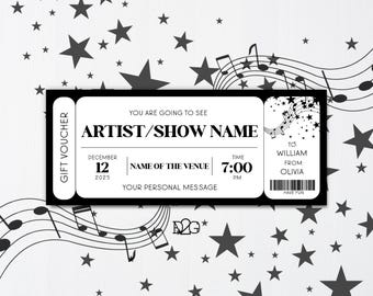 Concert Ticket Template Music Festival Invitation Musical Theatre Gifts printable Concert Ticket Gift Certificate Template Opera Orchestra