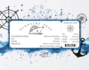 Cruise Ticket Template Boarding Pass Cruise Gift Certificate Template Weekend Getaway Surprise Trip Reveal Boat Boarding Pass Cruise Reveal