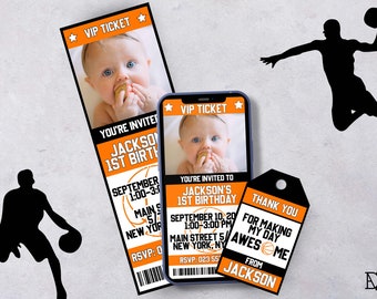 Basketball Birthday Invitation Basketball Ticket Printable Party Bundle Ecard Baby Shower All-Star Party Digital Invitation Personalised