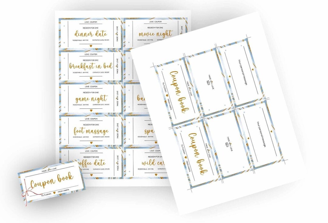 Editable Coupon Book Print at Home Voucher Bundle Gift for Him Gift for