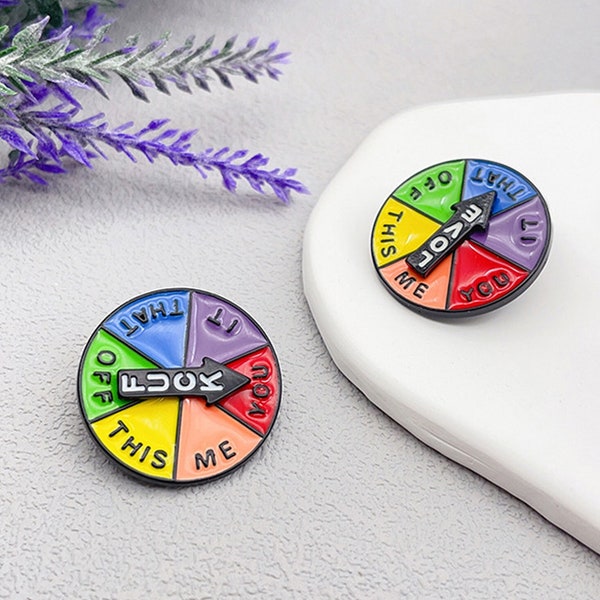 Love/Fuck Enamel Pin Brooch, Mood Spinner Rotatable Brooch, Funny Colorful Enamel Pin Badge, Round Rotatable Arrows Pins, Pins for Jeans/Bag