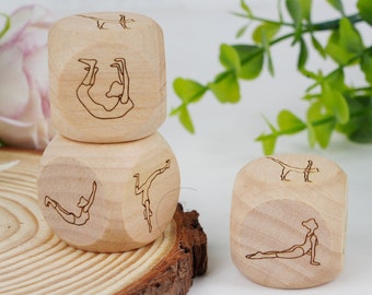 Yoga Time Dices, Personalized Yoga Dices for Women, Custom Wooden Dice Game, Engraved Dice for Her, Date Decision Dice, Sports Lover Gift