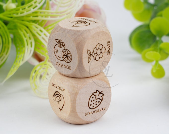 Custom Fruit Decision Dices, Wooden Engraved Dice, Personalized Date Night Dice, Custom Dice Game, Couple Date Decision Dice,Gift for Her