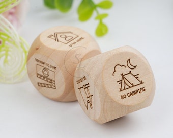 Dados de decisión de actividad personalizados, dados de noche de cita personalizados, juego de dados de madera, dados grabados personalizados, dados de decisión de fecha de pareja, regalo para ella