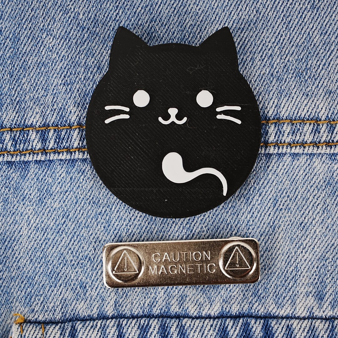 Pin of A Black Cat, Cute Black Cat Pin, Lapel Badge Holder, 3D Printed ...
