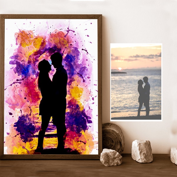 Silhouette Portrait Silhouette from your photo Custom Silhouette Art Kid Silhouette Portrait Art Christmas Gift Anniversary Wedding gift