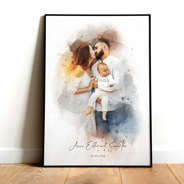 Fathers day gifts, Custom Portrait, Family Portrait, Portrait From Photo, Personalised Painting, First Father’s Day Gift, Gift for Dad