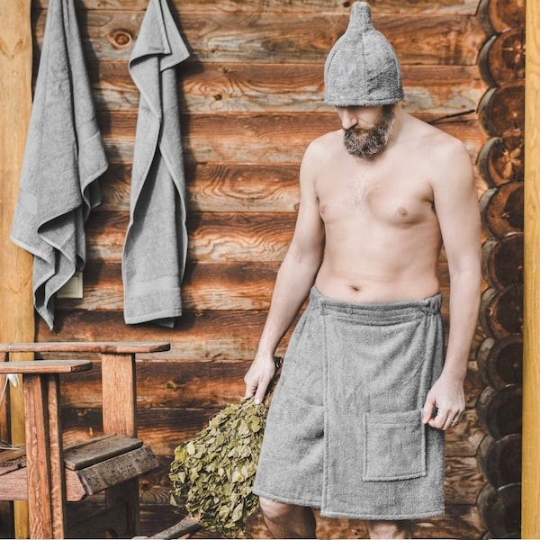 SAUNA SET 2 Teilig  Kilt Apron Men +  Saunamütze Saunahut