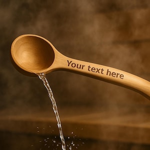 Custom Engraved Sauna Ladle – Your Name, Your Ritual Engraved Sauna Scoop – A Personal Touch for Your Sauna Moments