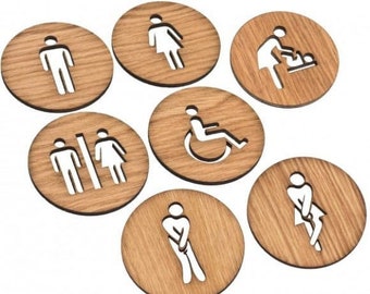 Toilet sign WC sign wood self-adhesive Bathroom Accessories, Toilet Sign, Restroom Sign, WC Sign, Bathroom Sign, Restroom Decor