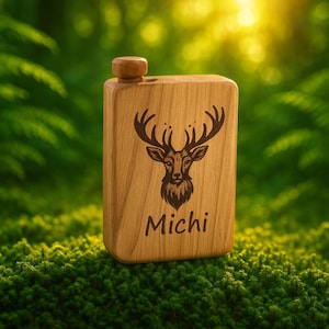 Personalized snuff box wood | Snuff tobacco wood | Snuff box | Gift for men | Wooden engraving deer