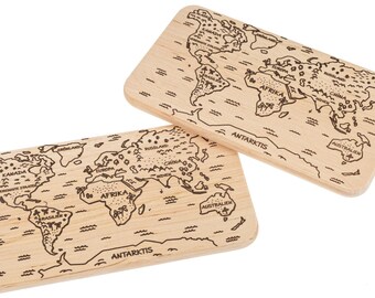 1 x cutting board children world map school children snack board breakfast board