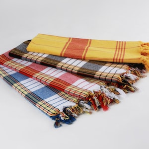 Personalizable Hammam towel Classic 80 x 170 cm Hammam towel cotton I Pestemal Fouta red checked I Beach towel sauna towel