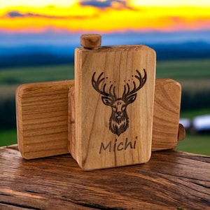 Tabacchiera personalizzata in legno | Tabacco da fiuto Legno | tabacchiera | Regalo per uomo | incisione su legno cervo