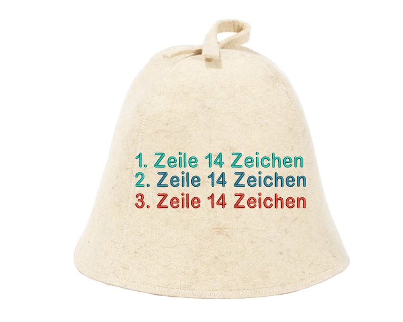 PREMIUM sauna hat natural wool 100% wool design your own sauna hat personalize embroidered felt hat 3Zeilen je14 Zeichen