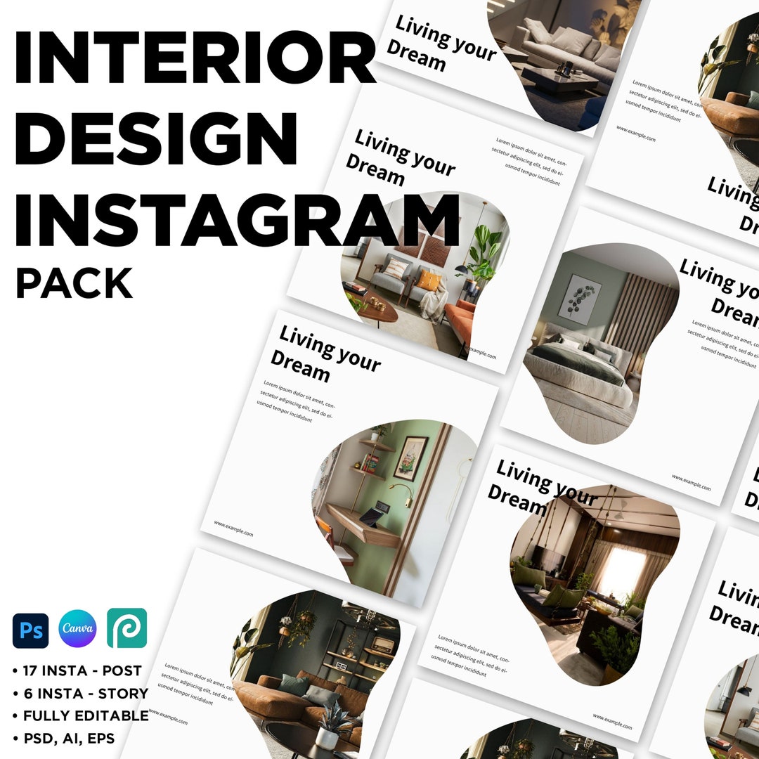 Interior Design Instagram Post Templates – Canva Editable - Etsy
