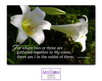 MATTHEW 18:20, For Where Two Or Three Are Gathered In My Name, Scripture Wall Canvas, Scripture Plaques, Scripture Magnets