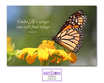 Psalm 91:4 Under His Wings You Will Find Refuge, Scripture Wall Canvas, Scripture Plaques, Scripture Magnets