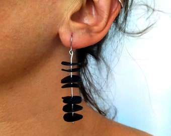 Minimalist vegan leather statement earring, upcycled bike inner tube recycled jewelry, eco friendly gift for her, sustainable modern jewelry