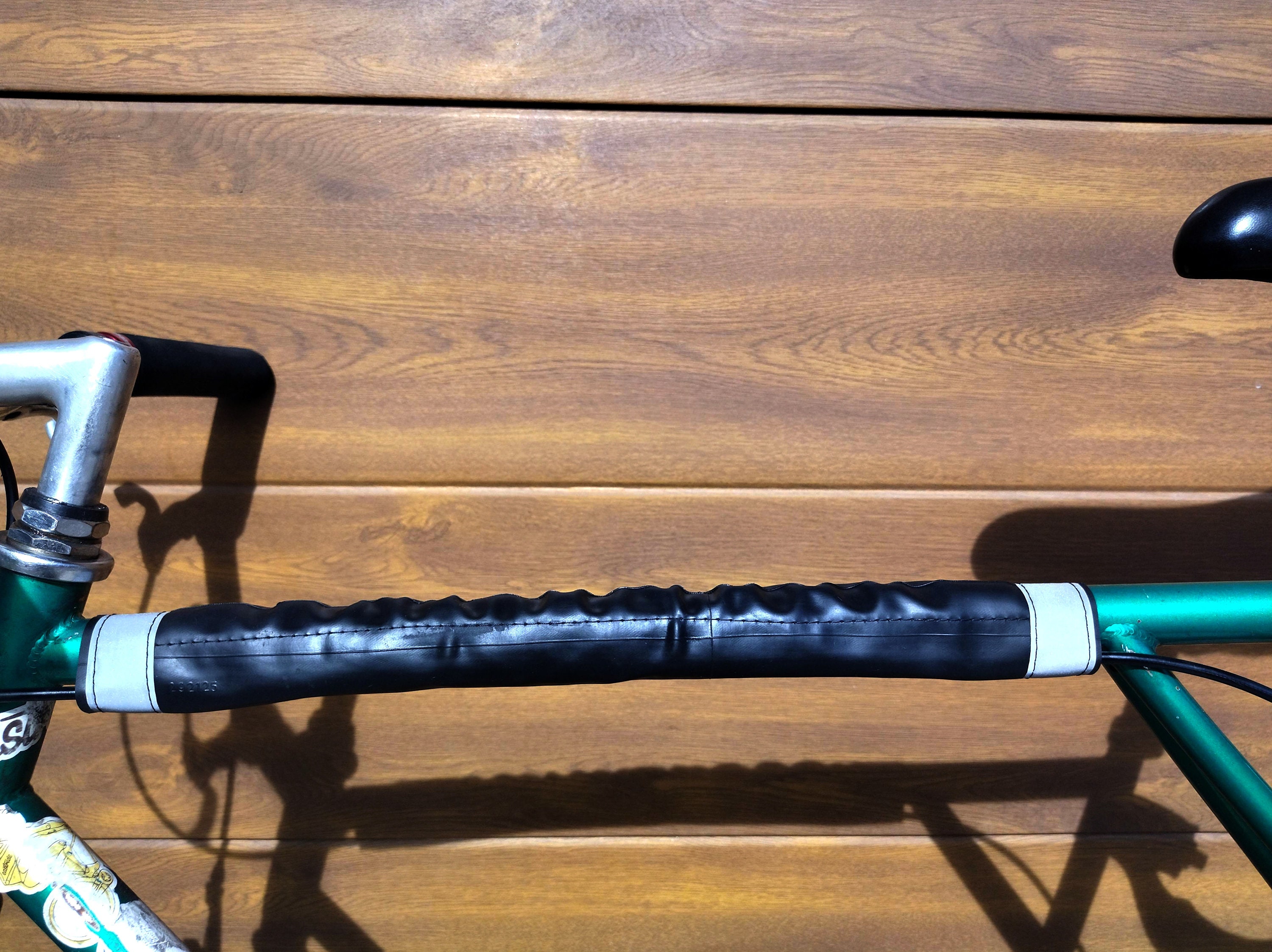 Upcycled Bike Frame Pad With Reflective Stripes, Top Tube