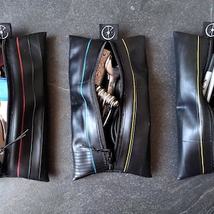 Custodia minimalista da camera d'aria riciclata, per gli elementi essenziali da viaggio, astuccio cosmetico o astuccio, idea regalo per gli amanti della bicicletta