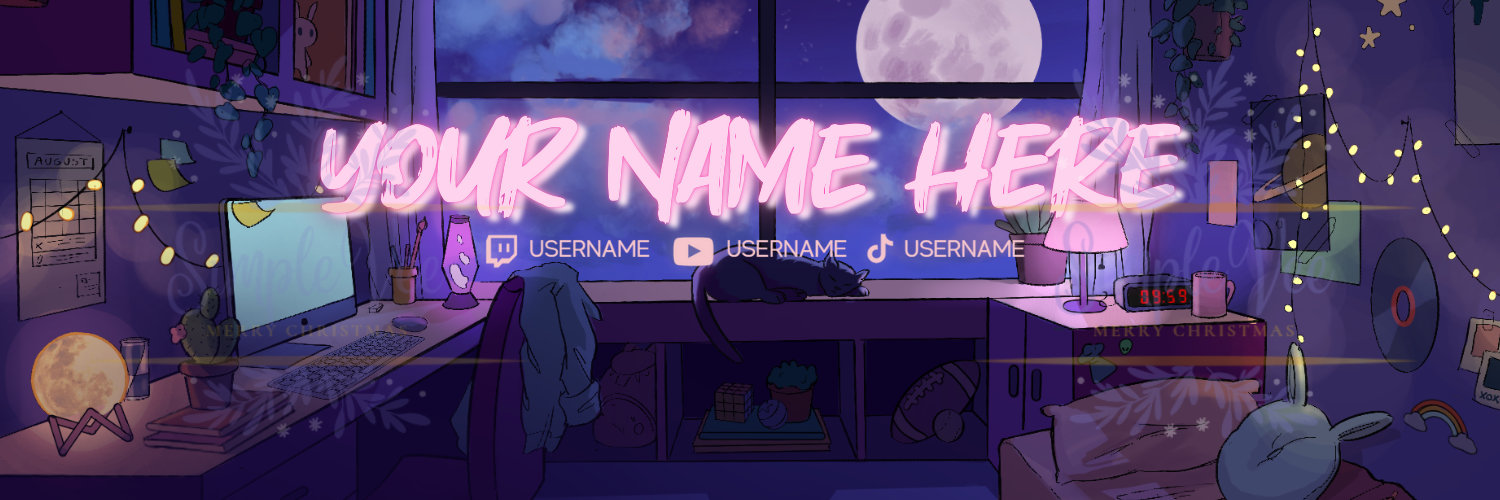 Cozy Room Twitter Header, Banner, Chill Cat Etsy