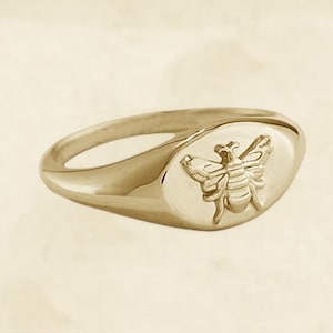 Anillo de sello de abeja de plata de ley 925 / Joyería minimalista