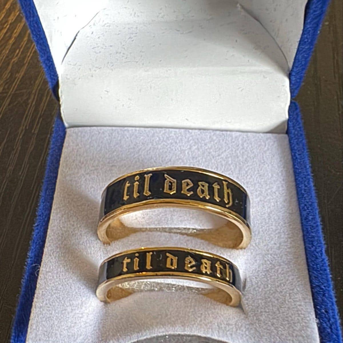 6mm & 4mm Wide Til Death Engraved Band Ring | Promise Ring | Stacking Band | Pair Set of Til Death Ring for Mens and Women - 925 Silver