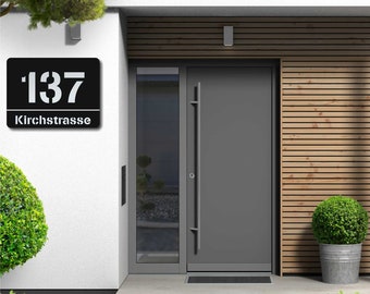 EDELSTAHL Design  Elegante Hausnummer | inkl Montagematerial ,  exklusive Qualität | Personalisierte Straßenschilder | Eigene Hausnummer |