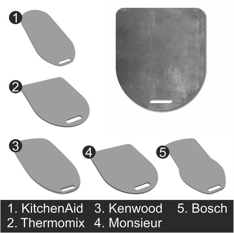 MODERNES Gleitbrett / Slider fürThermomix TM5, TM6, TM31 KitchenAid Bosch MUM9 Silvercrest Monsieur Cusine Kenwood Chef XL Beton Optik