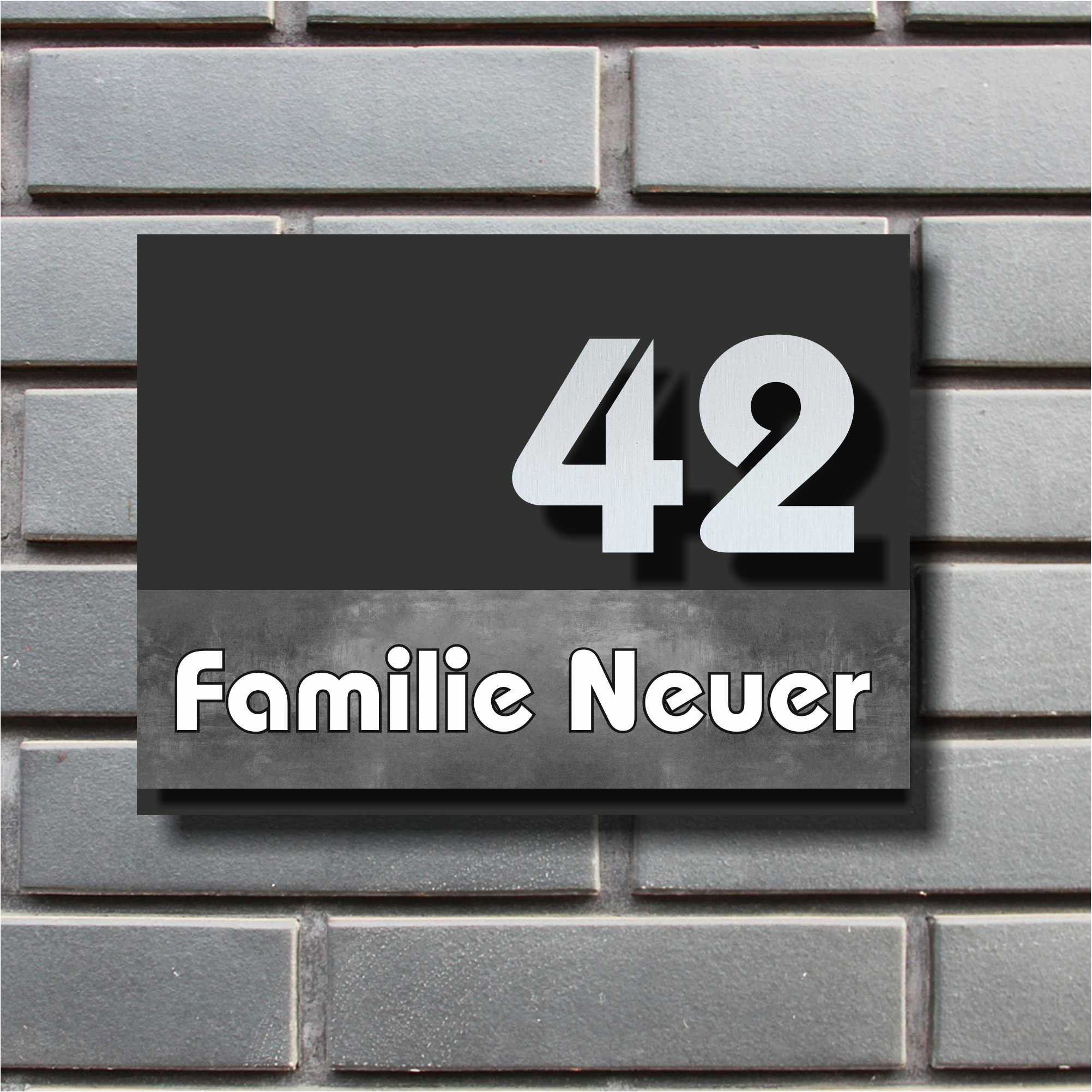 3D house number signs Urban Stone - Modern concrete look, timeless elegance. Personalized street signs | STAINLESS STEEL design