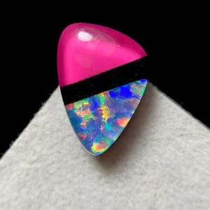 Elegance Pattern...! Aurora Opal Doublet Multi - flashing Cabochon, 16 x 11 x 5MM, 6.7ct, Loose Gemstone, (Bello Opal Inlay Cabochon).