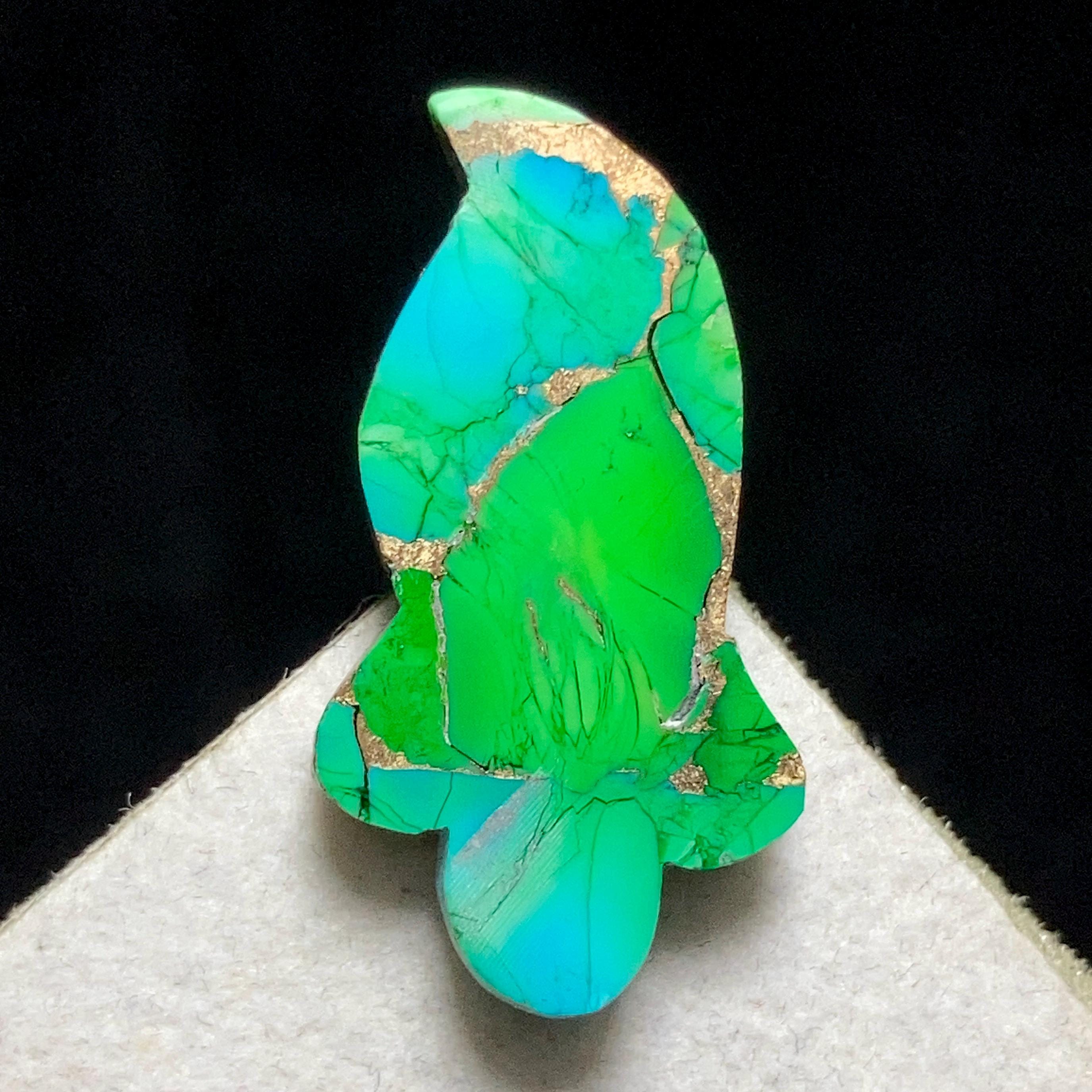 Elegance Peacock Dahlia Turquoise Cabochon, Each Cabochon is