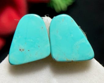 Par de cabujones de turquesa Hubei con diseño de telaraña, 12x9x4 mm, forma irregular, 6.00 quilates, belleza natural brillante, gema suelta para joyería.