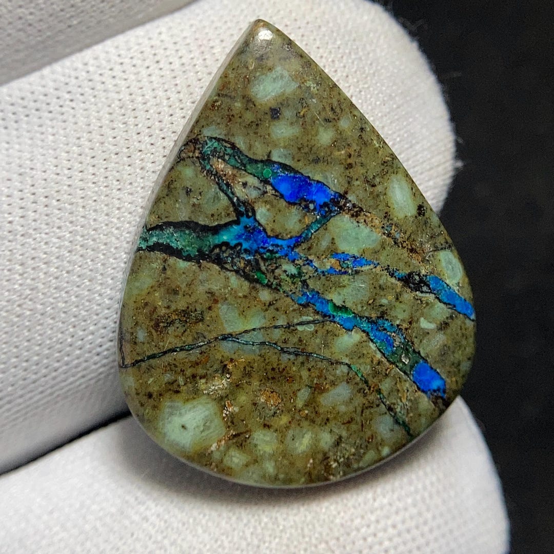 Rare Quality Azurite Matrix Cabochon, 29 X 22 X 5MM, Swirling Blue ...