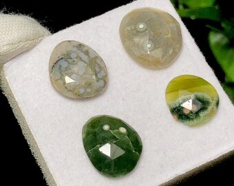Prachtige oceaanjaspis 4-delige cabochon, waardoor elk stuk uniek fascinerende, losse edelsteen is voor het maken van sieraden.