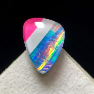 Elegance Pattern...! Aurora Opal Doublet Multi - flashing Cabochon, 14 x 11 x 5MM, 5.5ct, Loose Gemstone, (Bello Opal Inlay Cabochon).