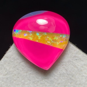 Elegance Pattern...! Aurora Opal Doublet Multi - flashing Cabochon, 16 x 15 x 5MM, 8.3ct, Loose Gemstone, (Bello Opal Inlay Cabochon).