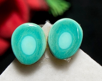 Par de cabujones de turquesa Hubei con forma de telaraña, 11x9x3 mm, forma irregular, 4,08 quilates, belleza natural brillante, gema suelta para joyería.