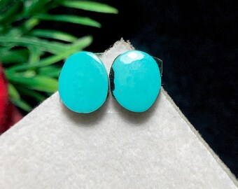 Par de cabujones a juego de turquesa Hubei con diseño de telaraña, gema que muestra la belleza natural de la piedra, 9 x 7 x 3 mm, 3,7 ct, gema suelta.