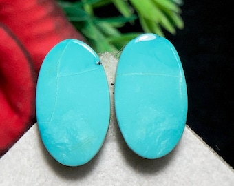 Par de cabujones de turquesa Hubei con diseño de telaraña, forma ovalada, 18x15x3 mm, 12,0 quilates, belleza natural brillante, gemas sueltas para joyería.