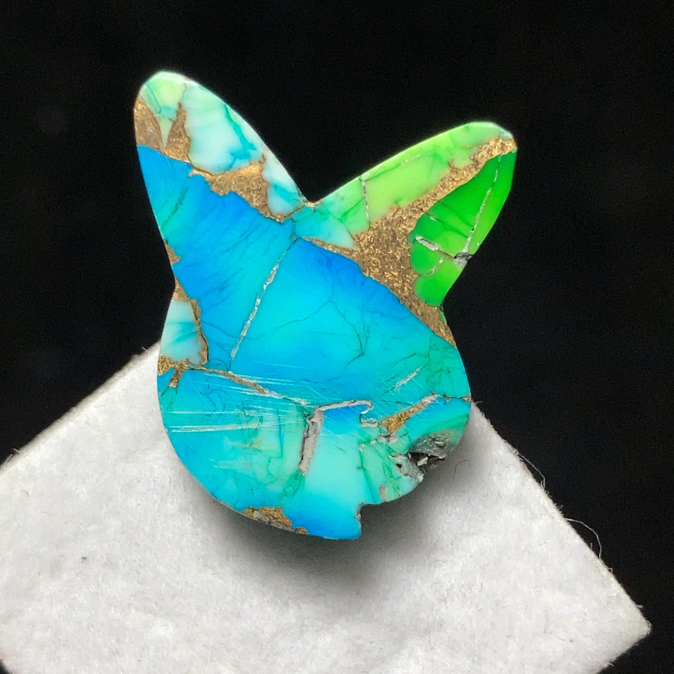 Elegance Peacock Dahlia Turquoise Cabochon, Each Cabochon is