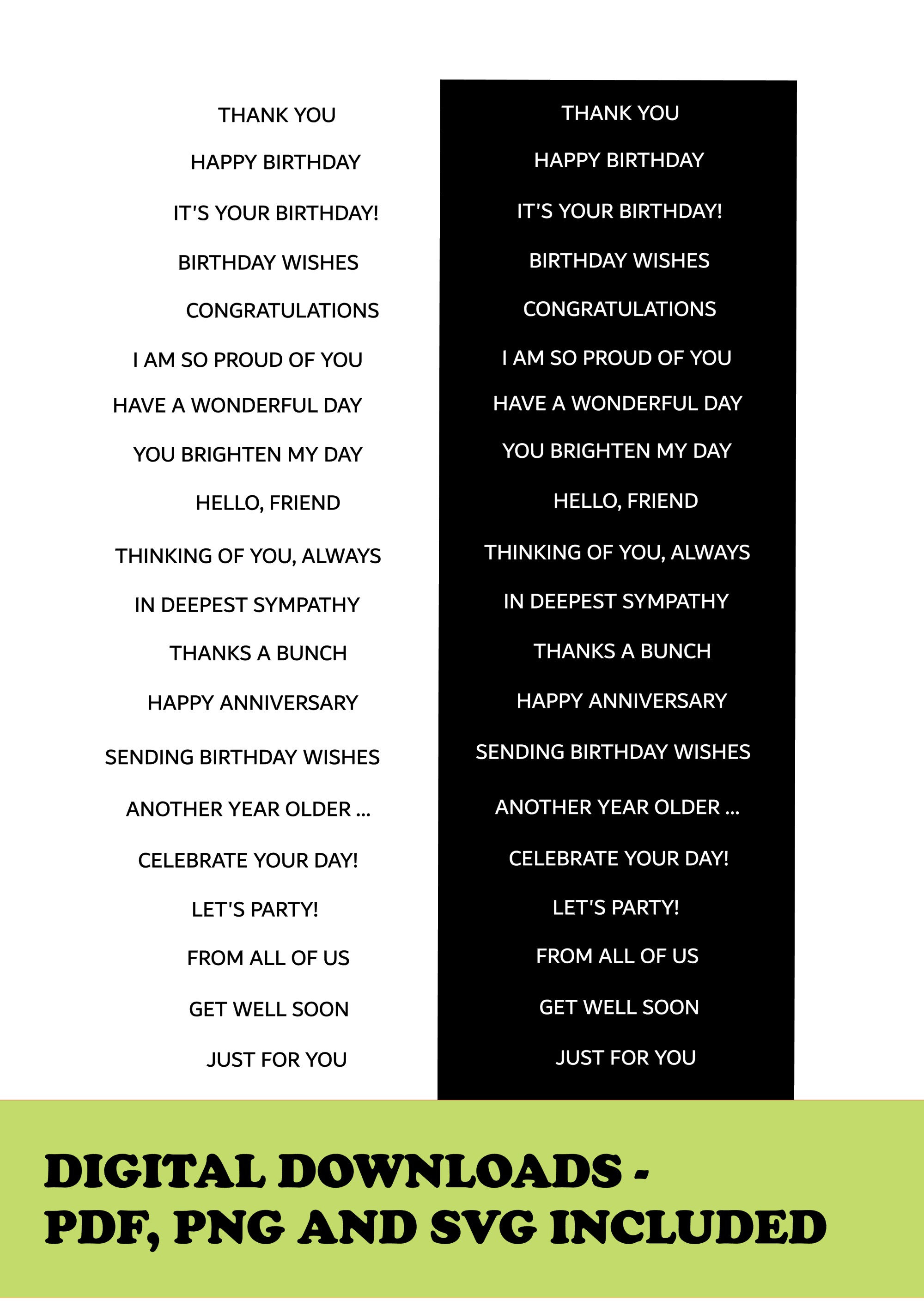 Sentiment Templates A4 and Letter Printable Sentiment Strips for Cards or Scrapbooking ...