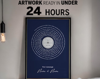 Song Lyrics Poster with Personalized Quote and Name, Custom Digital Illustration, anniversary gift birthday gift, Digital Download, DIGITAL